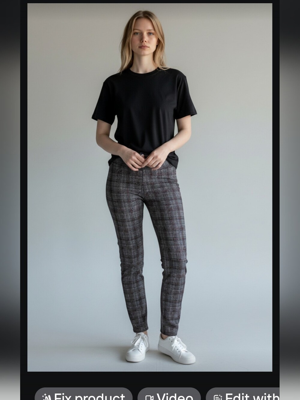 Torrid Wmn's Plaid Ponte Leg- Blk & Gray with Burgundy  NWT 1R/ 1X - Sz 14-16